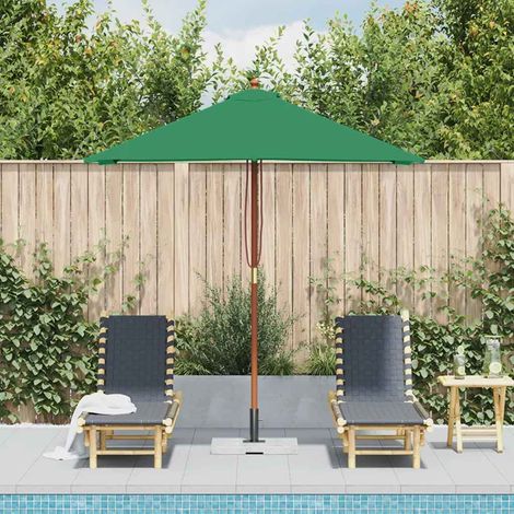 Parasol d'extérieur avec mât en bois 150x200 cm vert (1/5)