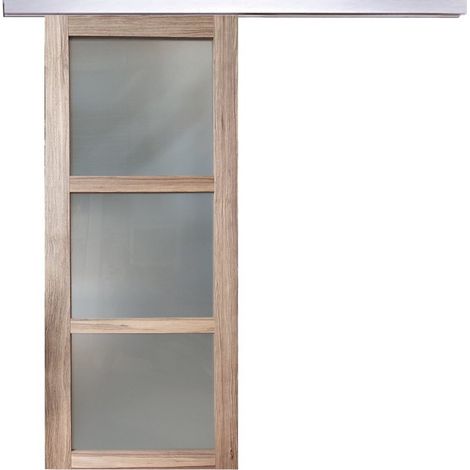 Puerta corredera Frake con cristal H204 x L83 cm, riel de aluminio GD MENUISERIES