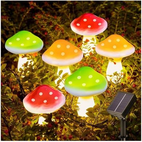 Lampe Solaire LED Champignon Décoration Jardin, Étanche IP65 Luminaire Extérieur pour Cour, Pelouse, Allée, Mariage et Fête (1/4)