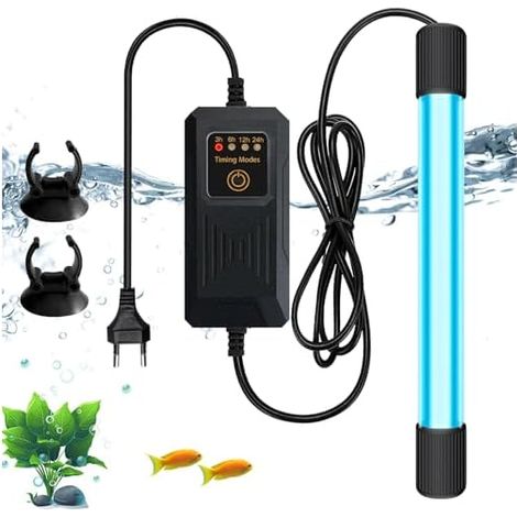 Lampe stérilisateur UV, 13W Stérilisateur UV Aquarium, Lampe UV Stérilisateur Aquarium, 220V UV Aquarium Stérilisateur Lampe, pourminuteur Stérilisation sous l'eau Élimination Algues Désodorisation (1/5)