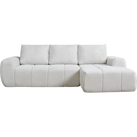 Canapé d'angle droit compressé 3,5 places en tissu - Beige - Louis