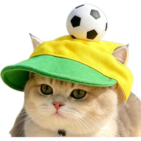Chapeau De pour Chien avec Trous Oreilles Motif Football Protection Solaire Visière Chat - Chapeau D'Été pour Chien,Été, Extérieur, Plage, Parc, Randonnée, Marche, Fête, Célébration(L) (1/5)