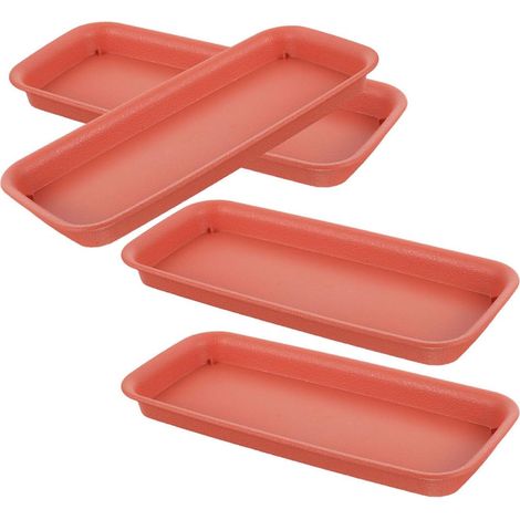 Pflanzenteller 4 Stück Rechteckig Terrakotta Farbe Große