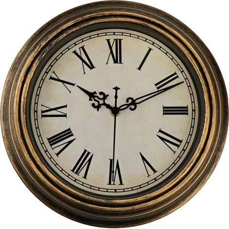 Orologio da parete vintage da 30 cm, classico orologio silenzioso senza ticchettio, numeri romani facili da leggere, orologio al quarzo di qualità alimentato a batteria, adatto per la decorazione d'in