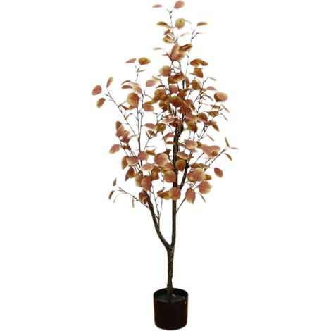 120cm artificiel automne arbre d’eucalyptus, fausse plante en Pot, réaliste automne feuilles feuilles d’automne décorations pour intérieur extérieur maison Thanksgiving décor (1/5)