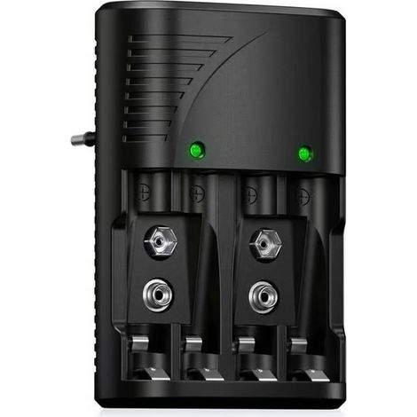 Chargeur universel pour piles AA/AAA/9V. Chargeur rapide 6802 pour piles rechargeables Ni-MH AA/AAA ou 9V avec indicateur LED. Compatible avec toutes les tensions. (1/5)
