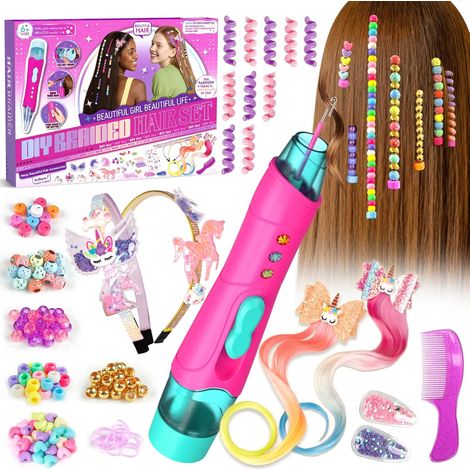 Cadeau Fille 5 6 7 8 9 Ans, Accessoires Cheveux DIY avec Machine à Tresser