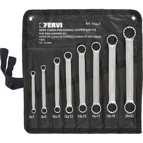 Jeu de 8 cles polygonales plates 6x7 - 20x22 mm Fervi 0134s