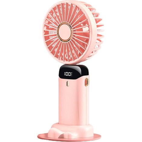 HONORNIC - Mini ventilateur portable d'extérieur avec double batterie et 5 vitesses, idéal pour le camping et la randonnée en intérieur et en extérieur (rose).