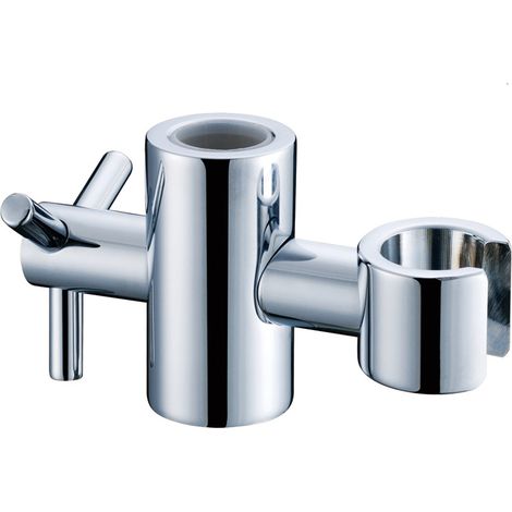 Support de pommeau de douche de rechange pour barre coulissante - Hauteur et angle réglables - En laiton massif - Argenté - 20 mm (1/5)