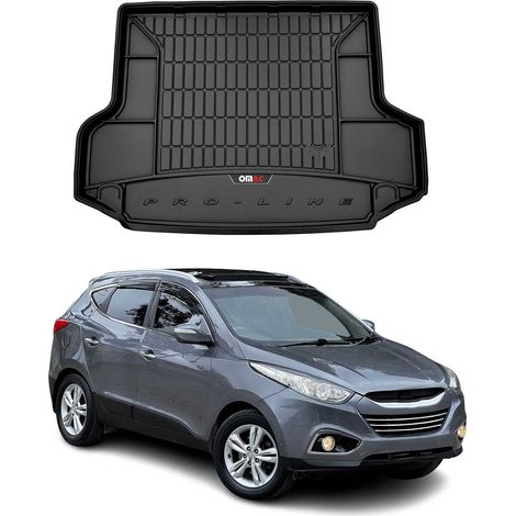 Tapis de Coffre 3D TPE Premium Compatible avec Hyundai ix35 2009-2015 - Bac de Protection de Coffre Intérieur antidérapant Revêtement de Coffre Bords Hauts pour Voiture Noir