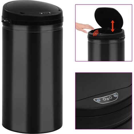Automatischer Sensor-Mülleimer 50 L Kohlenstoffstahl Schwarz