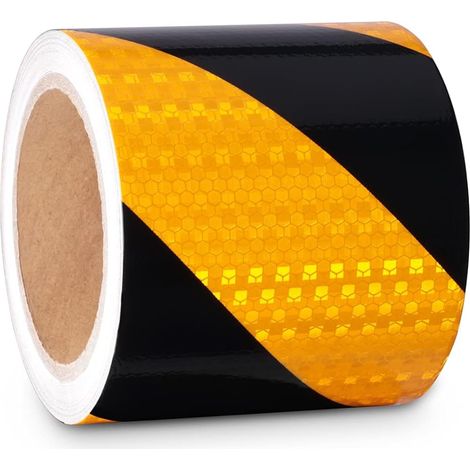Gelb-schwarzes Reflexband – 10 cm x 10 m – Gut sichtbares Sicherheitswarnband für Fahrzeuge, Autos, Anhänger und den Außenbereich (1/5)