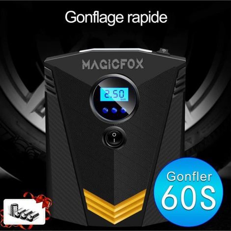 1 Compresseur d'air 12V, Affichage numérique, Arrêt automatique, Lampe LED, Pour voiture et vélo (1/3)