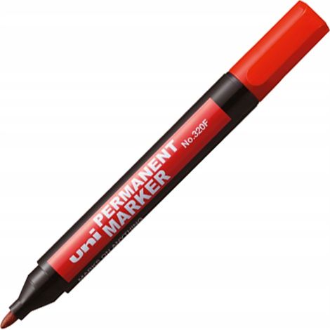Pennarello indelebile a punta tonda rosso Uni-320F (1/2)