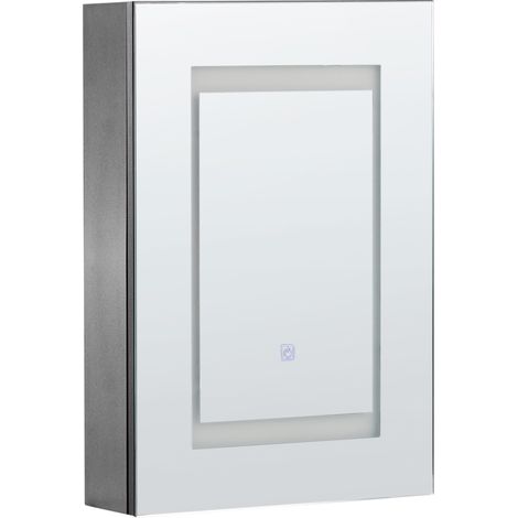 Mueble de baño LED con espejo 40 x 60 cm almacenaje minimalista moderno negro Malaspina