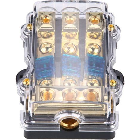Sicherungshalter, 24V 60A Sicherungsverteilerblock, automatischer Stereo-Audio-Schaltkreis-Sicherungskasten, 1 Ausgang von 3 Sicherungshaltern (1/4)
