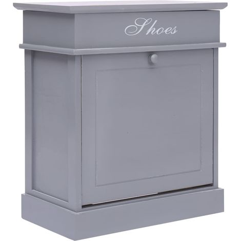 Meuble à Chaussures Étagère à Chaussures - Gris 50 x 28 x 58 cm Bois de Paulownia BV380209 - BonneVie (1/5)