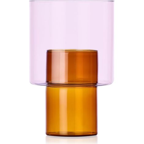 Vase B, Collection Boreale, H20,5 cm, Ambre – Rose, Verre borosilicaté, Fait Main (1/2)