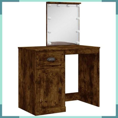 Coiffeuse - 834975 - chêne fumé - lumières LED - 90 x 42 x 132,5 cm (1/5)
