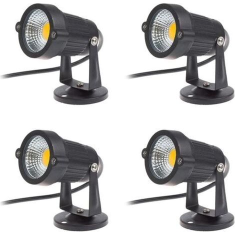 Lot de 4 Spot LED Cob 5W 220V Spots Jardin Orientables Luminaires Extérieur Jardin Terrasse(Blanc Chaud) (1/5)