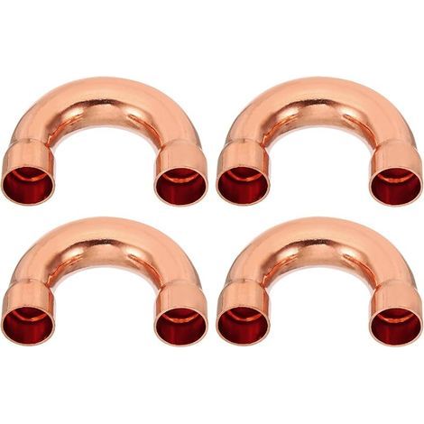 4pcs Raccord Coudé Cuivre pour Tuyaux Gaz, 16mm Raccord Tuyau d'Arrosage Durite Essence, Raccords Tuyauterie à Pression pour HVAC Climatisation Plomberie, Épaisseur 1mm - U Forme (1/4)