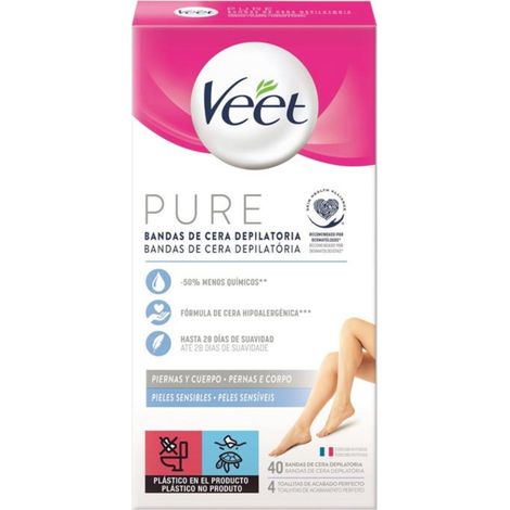 Veet Pure Body Wachsstreifen für empfindliche Haut, 40 Stück. (1/5)