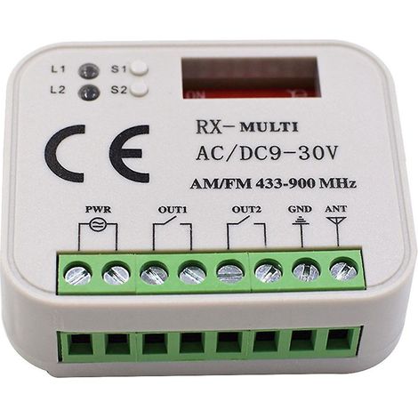 Récepteur de télécommande de porte de garage à 2 canaux avec commutateur pour émetteur 433/868 MHz RX Multi (1/5)