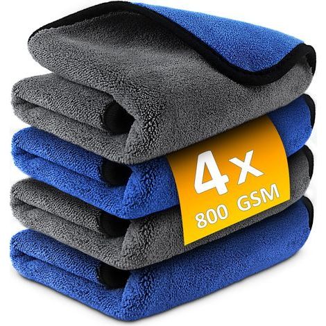 x 800GSM Microfiber Car Drying Cloths, 40x40CM Super Absorbent Anti-Scratch Polishing Detail Towels for Cars, Motorcycles, Windows, and Bathrooms Professional Cleaning Wipes (1/5)