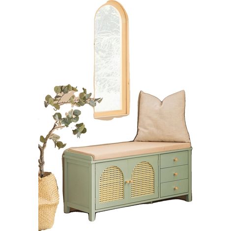 Banc à chaussures, design moderne, rangement spacieux, vert (1/2)