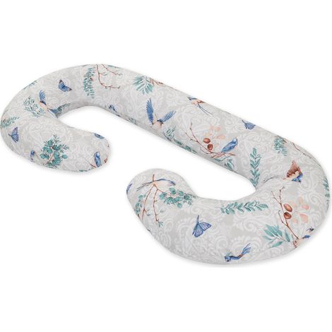 Almohada de embarazo tipo C, funda extraíble para embarazadas, para lactancia - Pájaros azules (1/4)