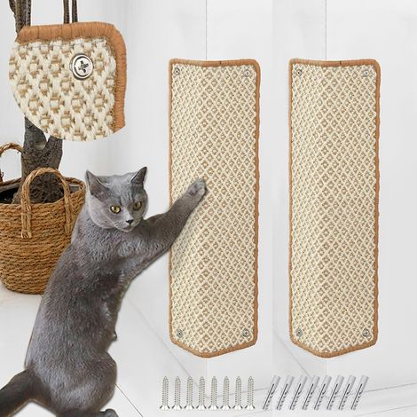 2 Griffoirs Chat Sisal 60x25cm Beige Protection Canapé Mur Sol Griffoir Enfant Poste (1/5)