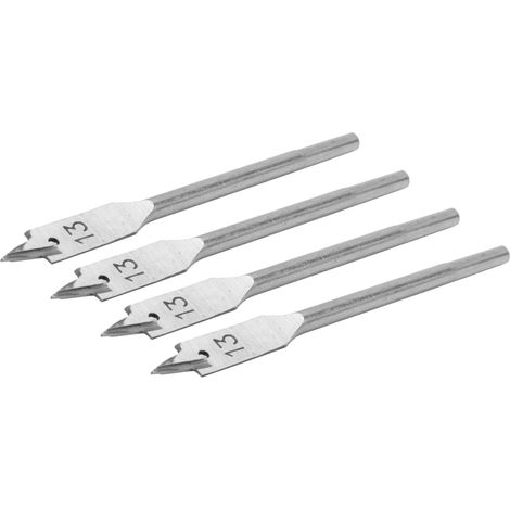 Jeu de 4 forets plats en acier à haute teneur en carbone pour le travail du bois et la quincaillerie, 13 mm (1/5)