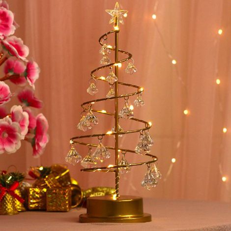 Lampe sapin de Noël en cristal acrylique, suspension décorative de Noël pour bureau ou chambre, blanc chaud (1/5)