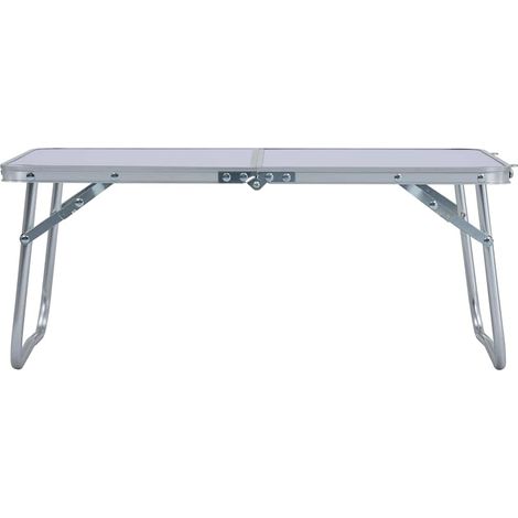 vidaXL Mesa de camping plegable aluminio blanca 60x40 cm (1/2)