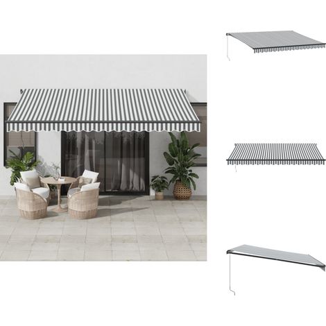 Markise Manuell Anthrazit und Weiß 450x350 cm - Markise - Gartensonnensschutz - Terrassenschirm - Outdoor Möbel - Alu Markise (1/5)