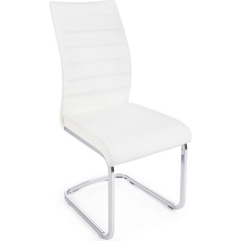 Sedia Myra con struttura seduta e schienale in compensato, per arredo interno 41 x 60 x h 98 cm -Bianco / Confezione da 2 pezzi (1/4)