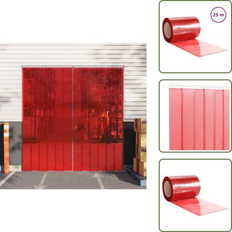 Barriera termica - vidaXL Tenda per Porte Rossa 300 mm x 2,6 mm 25 m in PVC - Riduzione rumore