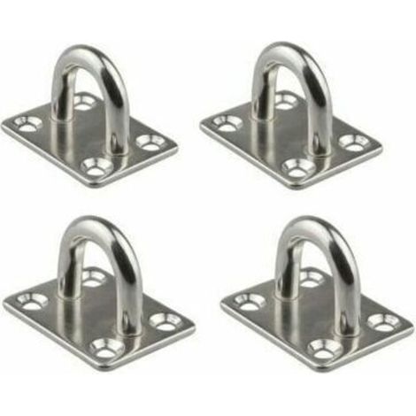 Lot de 4 plaques à œillets de 6 mm en acier inoxydable 304 pour bateau, mur, plafond, balançoire, hamac (1/2)