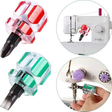 Mini-Kurzschraubendreher-Werkzeugsatz für Nähmaschinen, inklusive Schlitzschraubendreher und Kreuzschlitzschraubendreher für Heimwerkerreparaturen, 2-teilig mit Aufbewahrungstasche