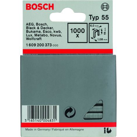 Grapa tipo 55: 60x 108x19mm: 1.000uds BOSCH 1609200373