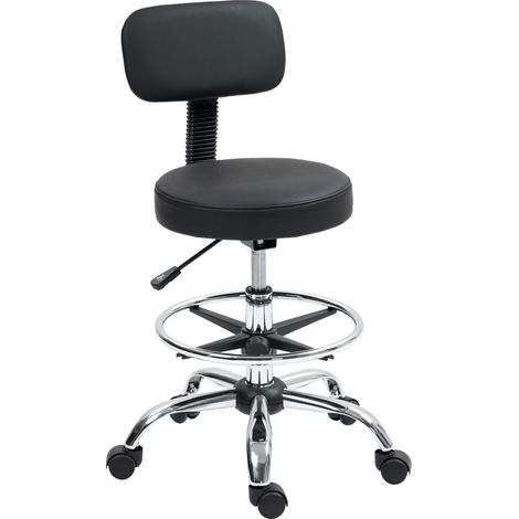 360° drehbarer Bürostuhl, höhenverstellbar, verstellbare Fußstütze, schwarz, 52 x 52 x 92 cm