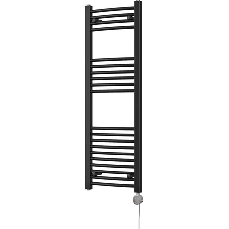 Zennor - Black Electric Towel Rail H1200mm x W400mm Curved 400w Thermostatic (1/3)