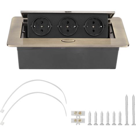 Boîtier de Raccordement de Table Bronze avec Prise EU 250V, pour Salle de Réunion, Discret et Étanche (1/5)