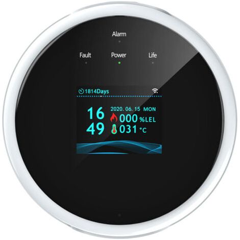 WLAN-Gasleckdetektor und Feueralarm, wandmontiertes LCD-Display, APP, intelligente Steuerung, WLAN, Erdgas/LPG-Tester, Methan-Alarmsummer für das Heimbüro (1/5)