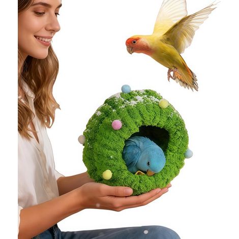 Nichoir rond pour oiseaux, nid pour perruches, conures et canaris, adapté aux petits animaux de compagnie, vert (1/5)
