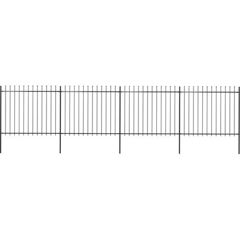 vidaXL Recinzione da Giardino con Punta a Lancia in Acciaio 714,5x150 cm Nero (1/5)