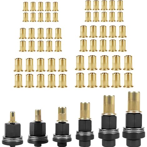Insert Fileté Metal Ecrou a Sertir écrous à Tête de Rivet à Main écrous à Riveter 66Stk pour M3 M4 M5 M6 M8 M10 Outil Manuel à Sertir les écrou têtes de Riveteuse Manuelle Chaque 10 écrous (1/5)