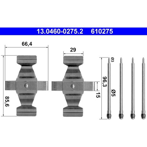 Kit d'accessoires, plaquette de frein à disque ATE 13.0460-0275.2 MERCEDES-BENZ