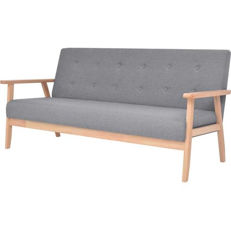 3-Sitzer-Sofa Stoff Hellgrau
